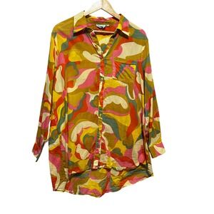 True Destinations Women Tunic Top L Multicolor Retro Mod Abstract  Psychedelic